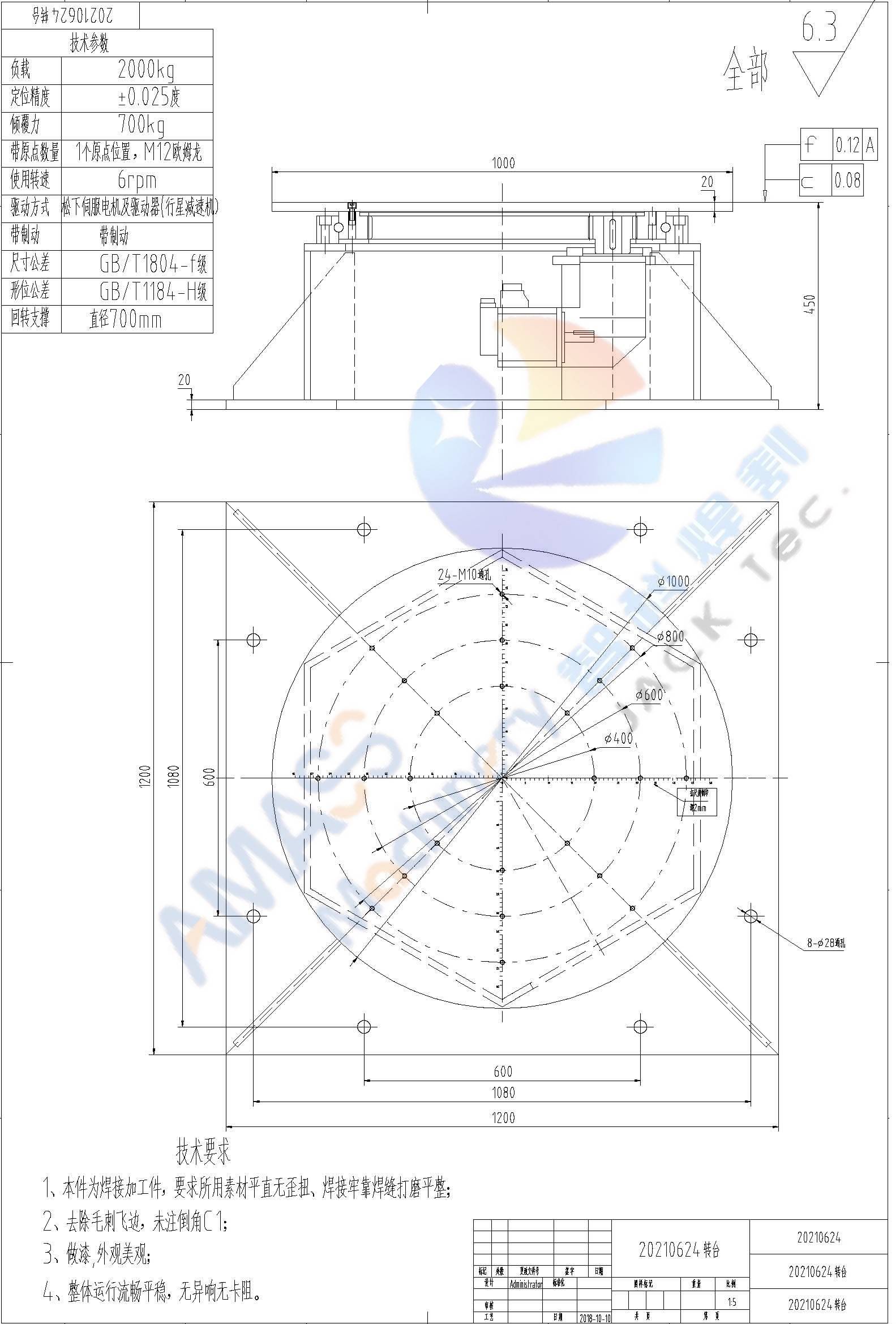 Plataforma giratoria de soldadura con 2 servoaccionamientos