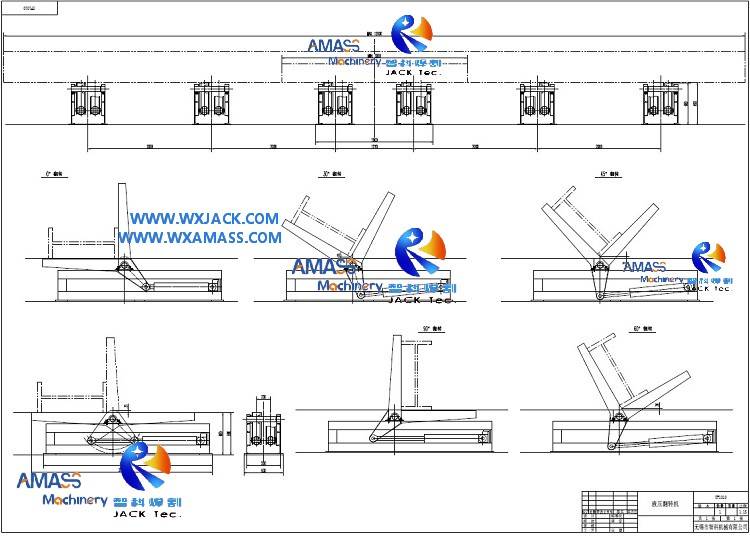 Equipo de volteo hidráulico ajustable de 60° con ángulo de giro para estructura de acero